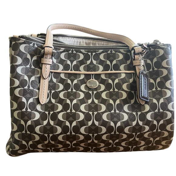 Coach Brown and Tan Peyton Bag - Picture 1 of 6